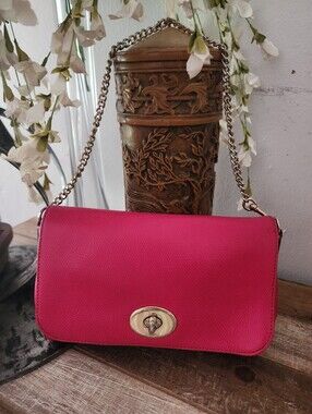 Coach Pink Leather Chain Crossbody Bag
